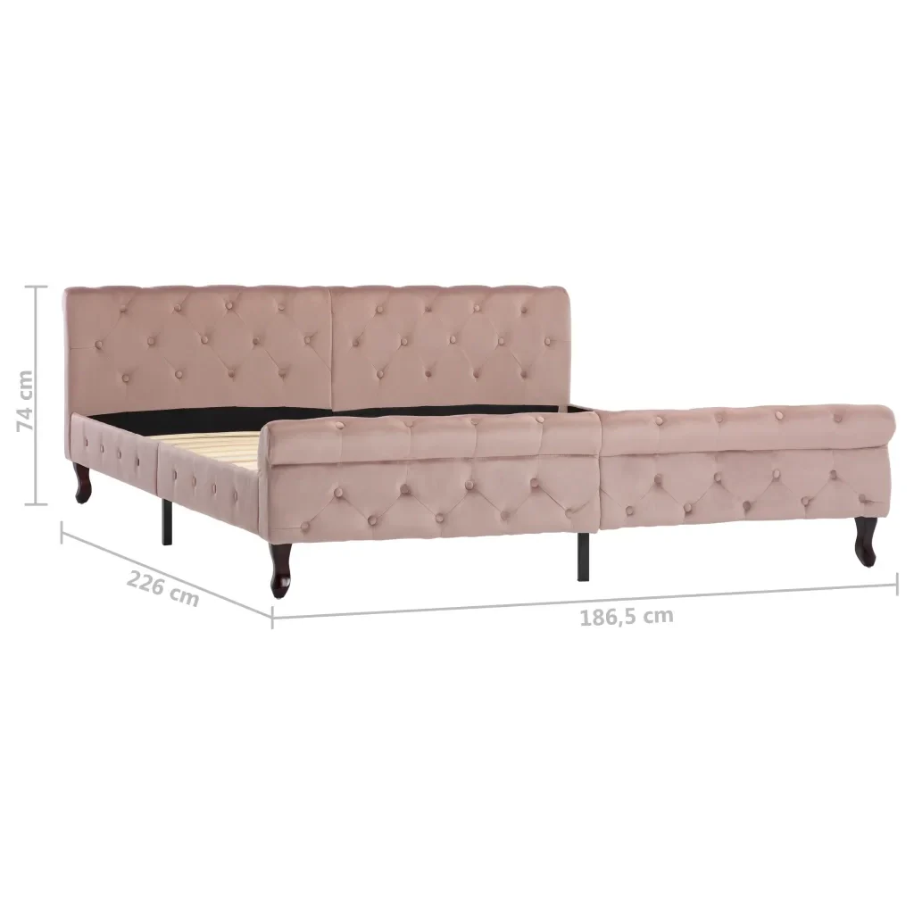 Letto matrimoniale | Letto per adulti | Giroletto Rosa in Velluto 180x200 cm - Image 7