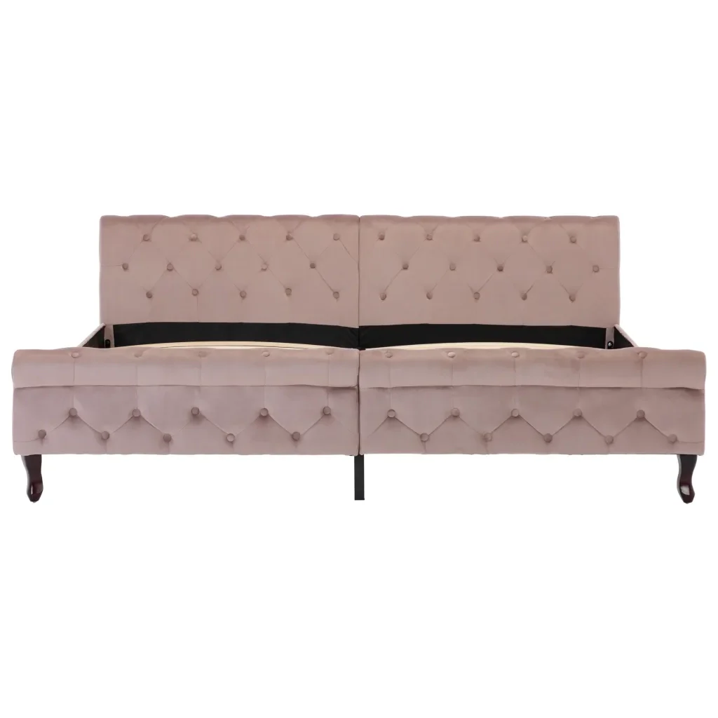 Letto matrimoniale | Letto per adulti | Giroletto Rosa in Velluto 200x200 cm - Image 3