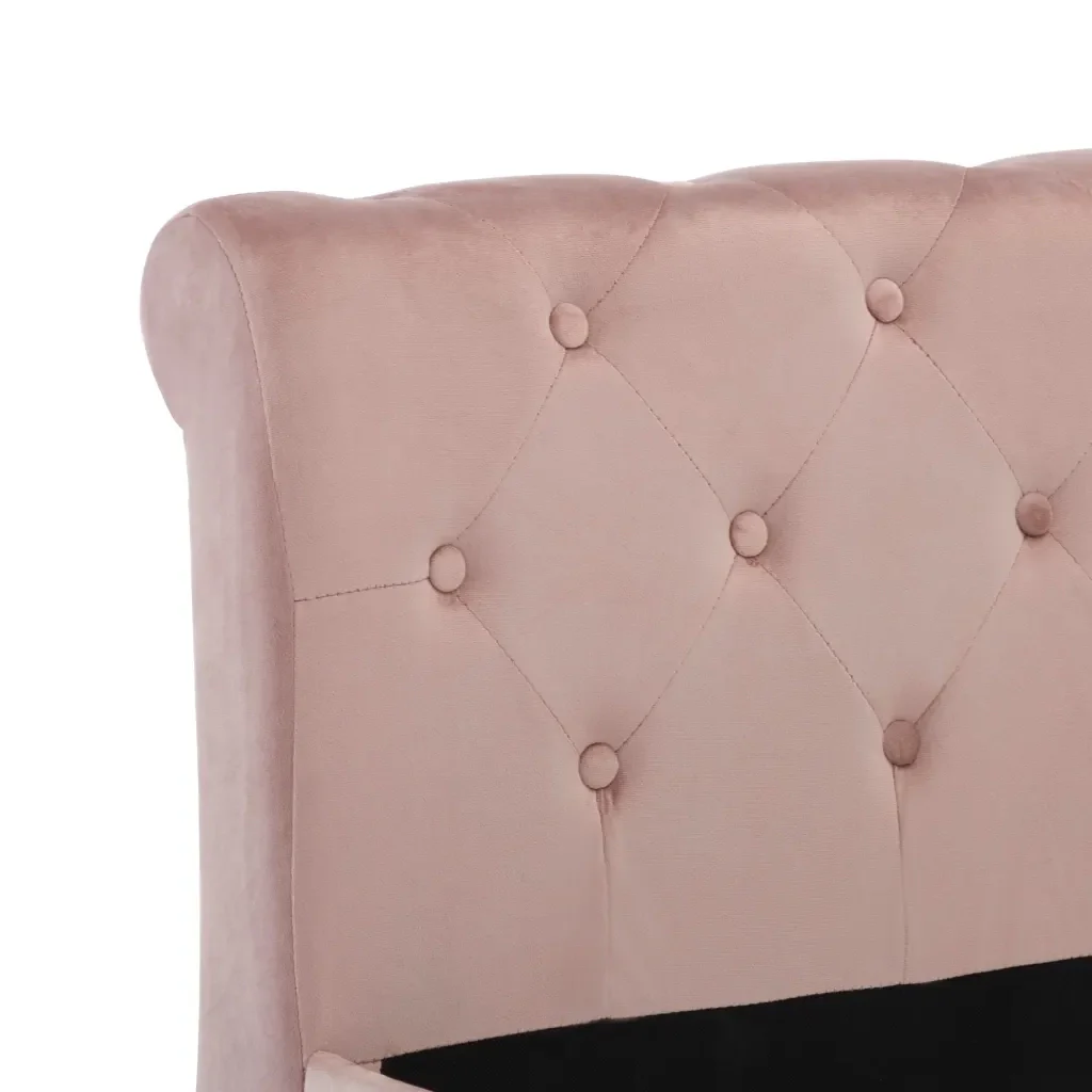 Letto matrimoniale | Letto per adulti | Giroletto Rosa in Velluto 200x200 cm - Image 5