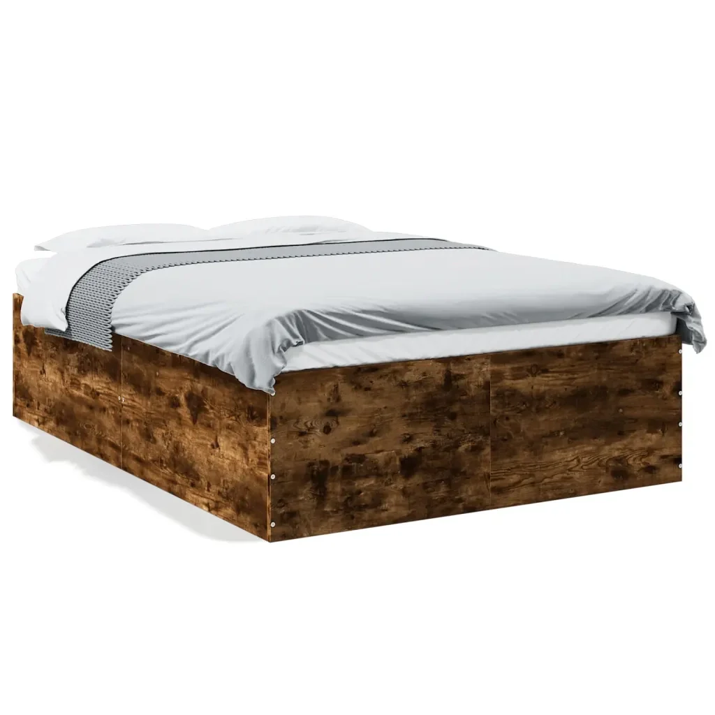 Letto matrimoniale | Letto per adulti | Giroletto Rovere Fumo 120x190 cm in Legno Multistrato