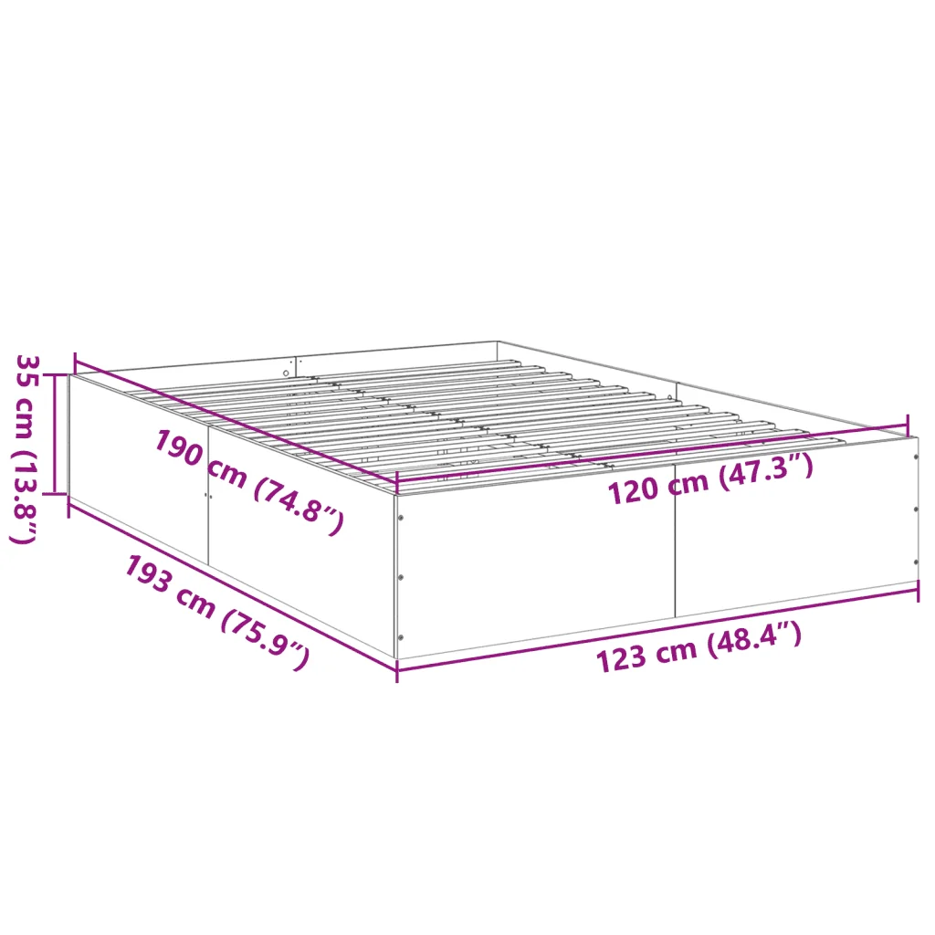 Letto matrimoniale | Letto per adulti | Giroletto Rovere Fumo 120x190 cm in Legno Multistrato - Image 10