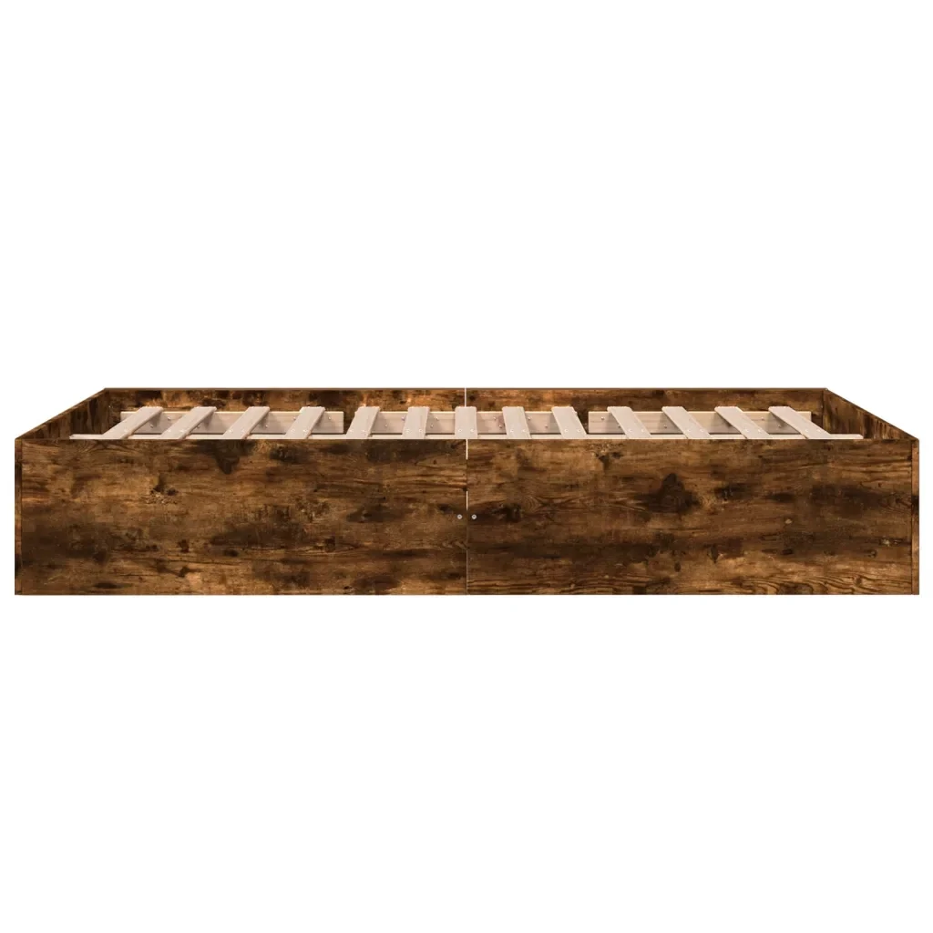 Letto matrimoniale | Letto per adulti | Giroletto Rovere Fumo 120x190 cm in Legno Multistrato - Image 5