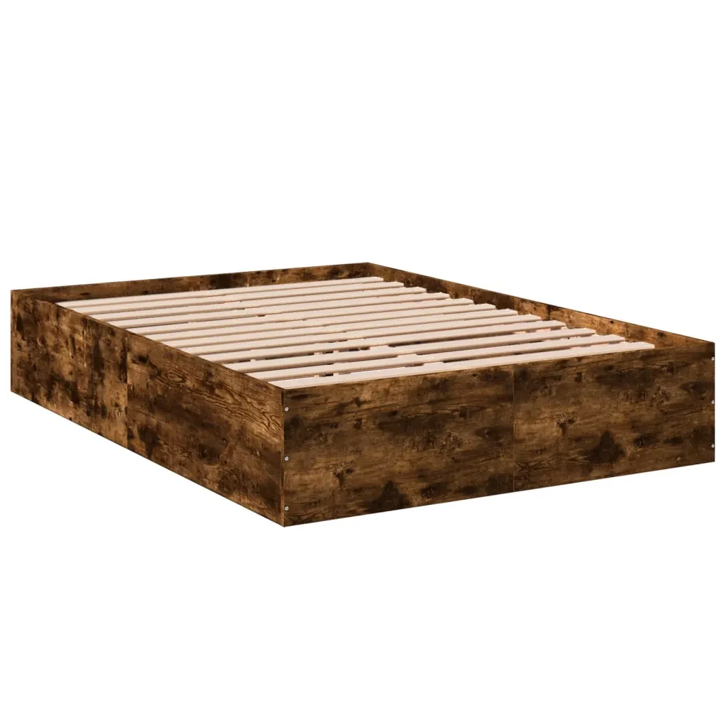Letto matrimoniale | Letto per adulti | Giroletto Rovere Fumo 120x190 cm in Legno Multistrato - Image 6