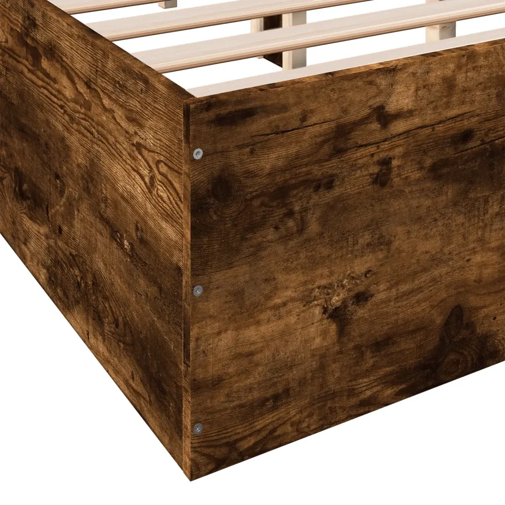 Letto matrimoniale | Letto per adulti | Giroletto Rovere Fumo 120x190 cm in Legno Multistrato - Image 8