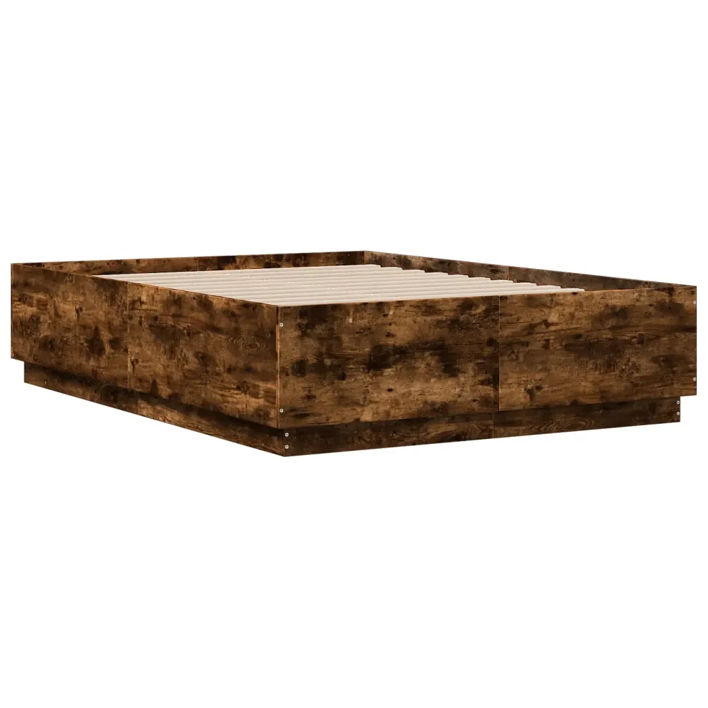 Letto matrimoniale | Letto per adulti | Giroletto Rovere Fumo 120x190 cm in Legno Multistrato - Image 6