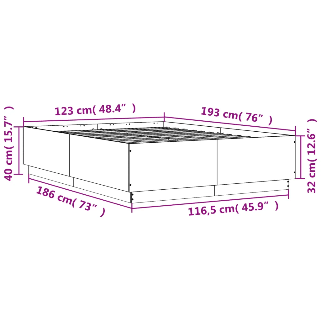 Letto matrimoniale | Letto per adulti | Giroletto Rovere Fumo 120x190 cm in Legno Multistrato - Image 9