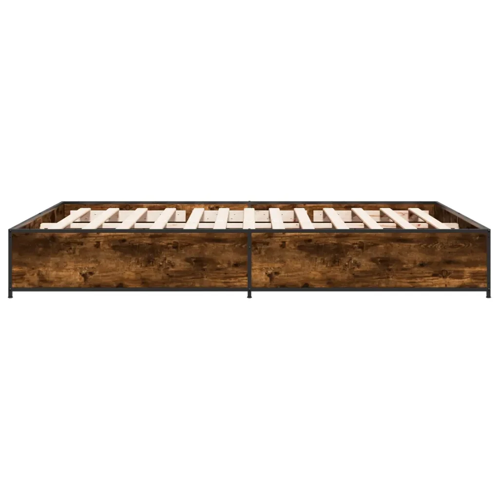 Letto matrimoniale | Letto per adulti | Giroletto Rovere Fumo 120x190 cm in Legno Multistrato Metallo - Image 5