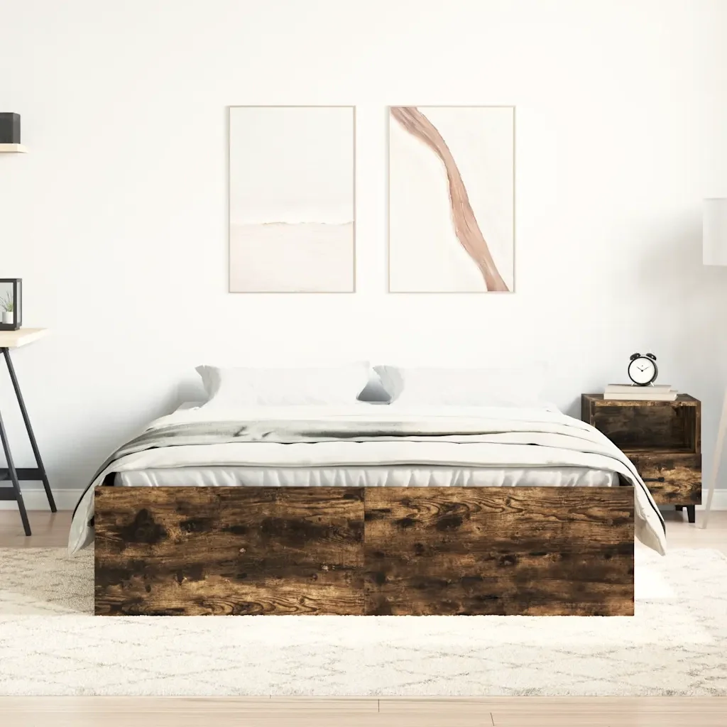 Letto matrimoniale | Letto per adulti | Giroletto Rovere Fumo 120x200 cm - Image 3