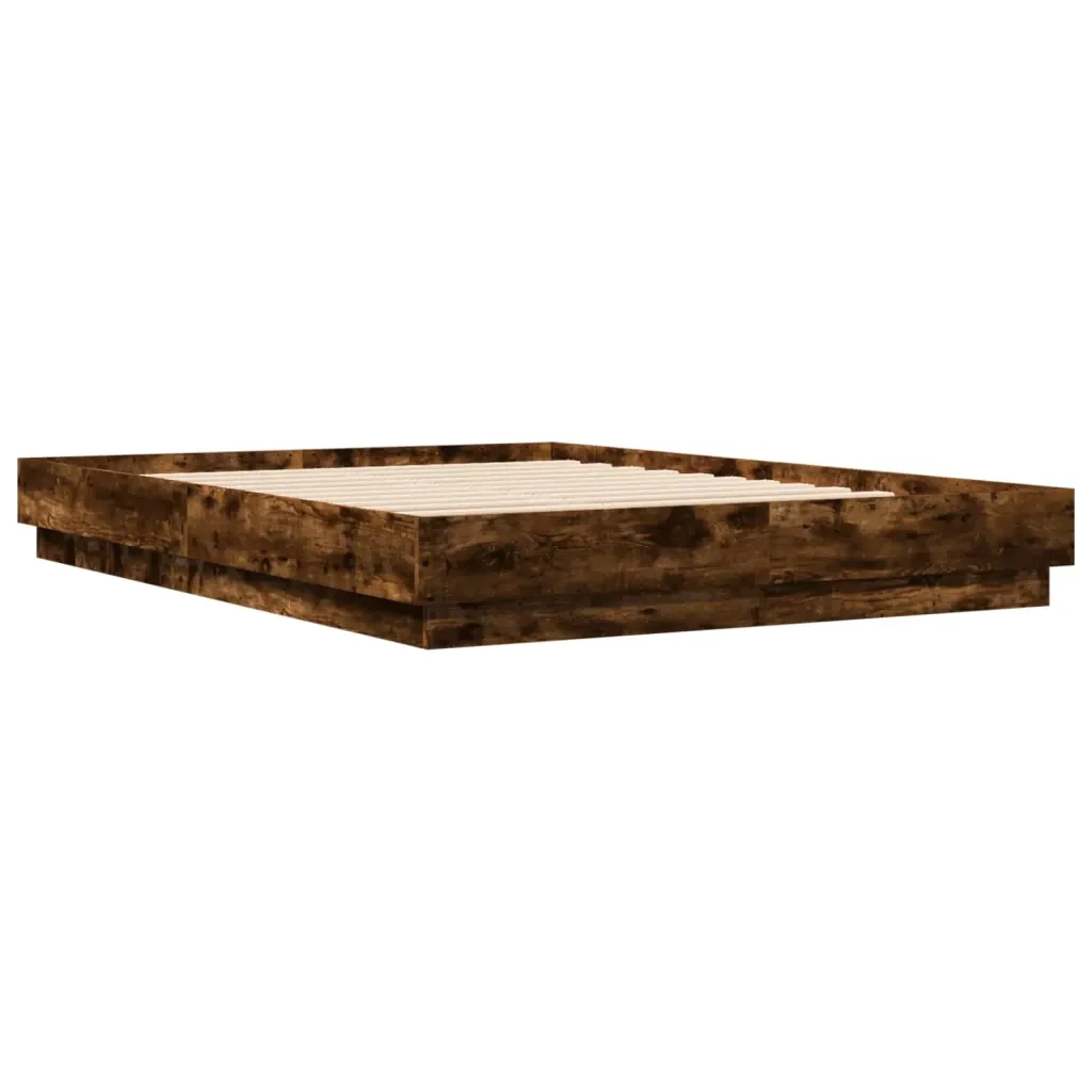 Letto matrimoniale | Letto per adulti | Giroletto Rovere Fumo 120x200 cm in Legno Multistrato - Image 4