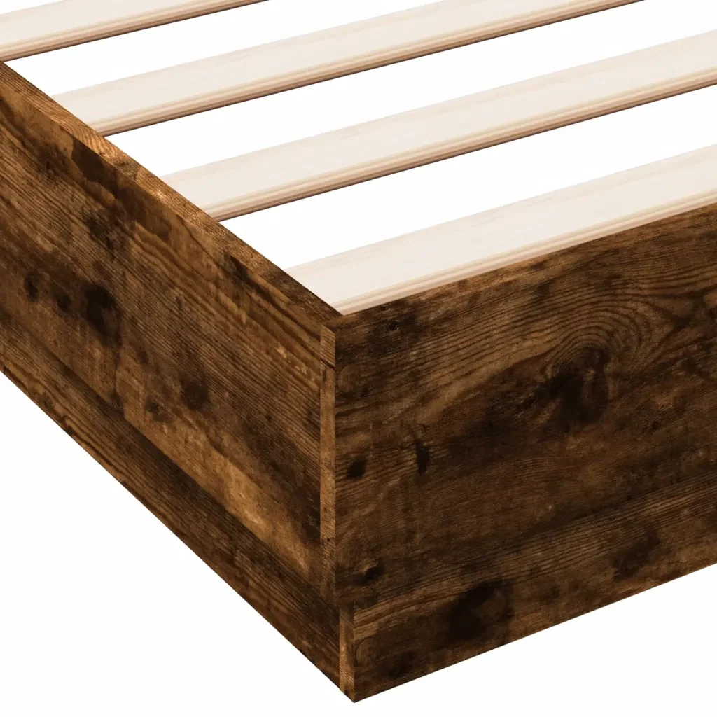 Letto matrimoniale | Letto per adulti | Giroletto Rovere Fumo 120x200 cm in Legno Multistrato - Image 7