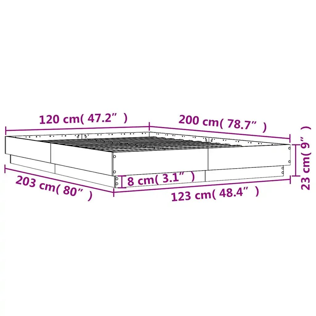 Letto matrimoniale | Letto per adulti | Giroletto Rovere Fumo 120x200 cm in Legno Multistrato - Image 9