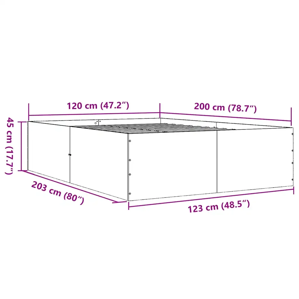 Letto matrimoniale | Letto per adulti | Giroletto Rovere Fumo 120x200 cm in Legno Multistrato - Image 10