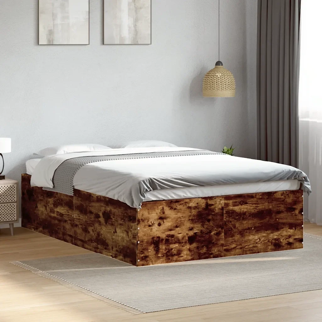 Letto matrimoniale | Letto per adulti | Giroletto Rovere Fumo 120x200 cm in Legno Multistrato - Image 2