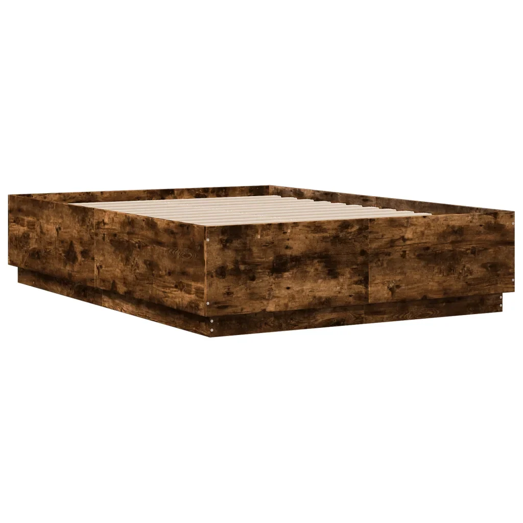Letto matrimoniale | Letto per adulti | Giroletto Rovere Fumo 135x190 cm in Legno Multistrato - Image 6