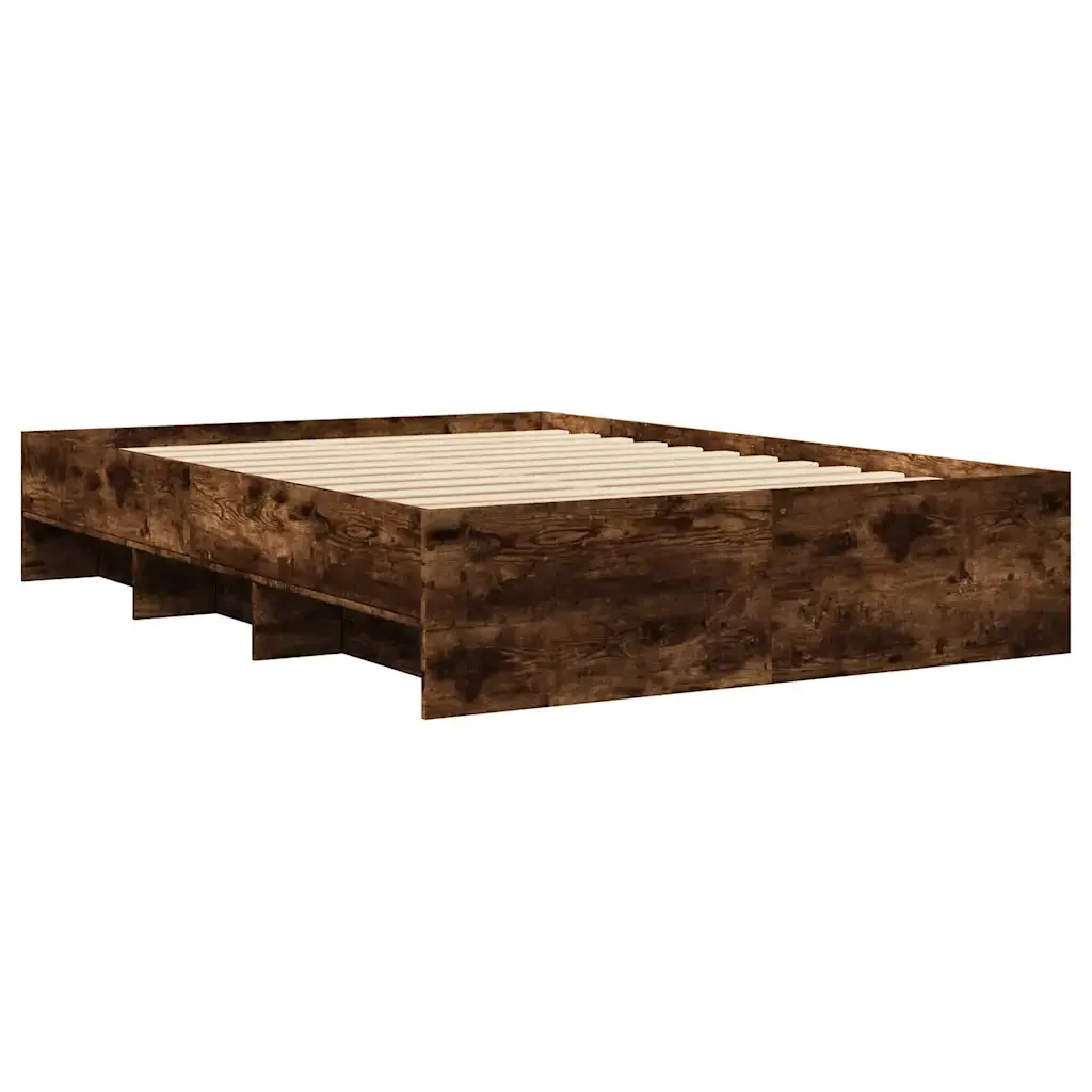 Letto matrimoniale | Letto per adulti | Giroletto Rovere Fumo 135x190 cm in Legno Multistrato - Image 7