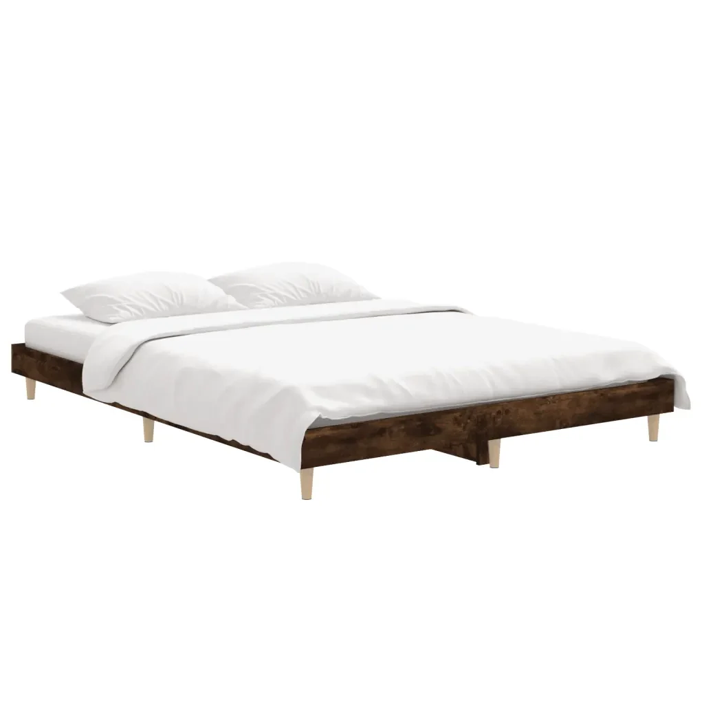 Letto matrimoniale | Letto per adulti | Giroletto Rovere Fumo 135x190 cm in Legno Multistrato - Image 3