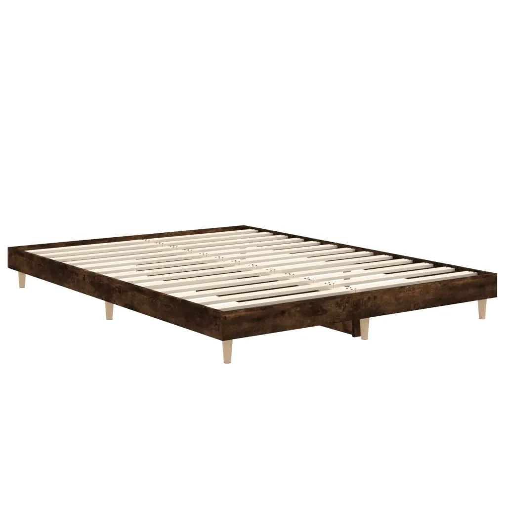 Letto matrimoniale | Letto per adulti | Giroletto Rovere Fumo 135x190 cm in Legno Multistrato - Image 5