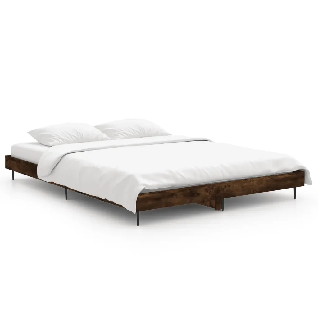 Letto matrimoniale | Letto per adulti | Giroletto Rovere Fumo 135x190 cm in Legno Multistrato