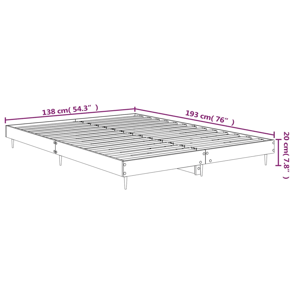 Letto matrimoniale | Letto per adulti | Giroletto Rovere Fumo 135x190 cm in Legno Multistrato - Image 10