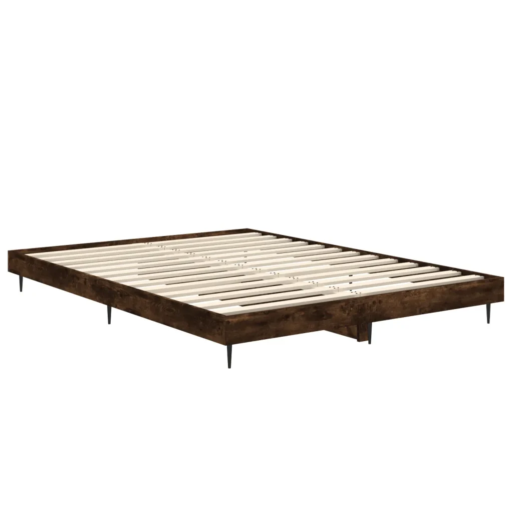 Letto matrimoniale | Letto per adulti | Giroletto Rovere Fumo 135x190 cm in Legno Multistrato - Image 5