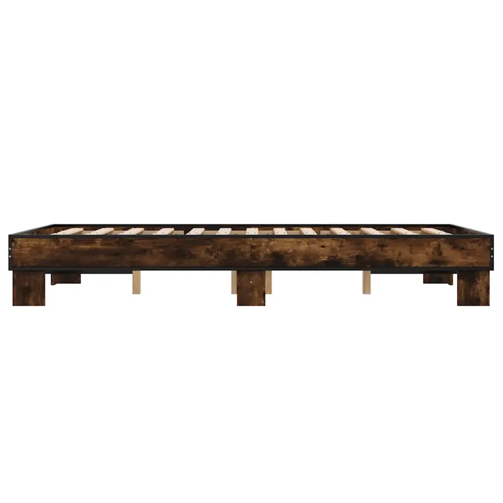 Letto matrimoniale | Letto per adulti | Giroletto Rovere Fumo 140x190 cm in Legno Multistrato Metallo - Image 5