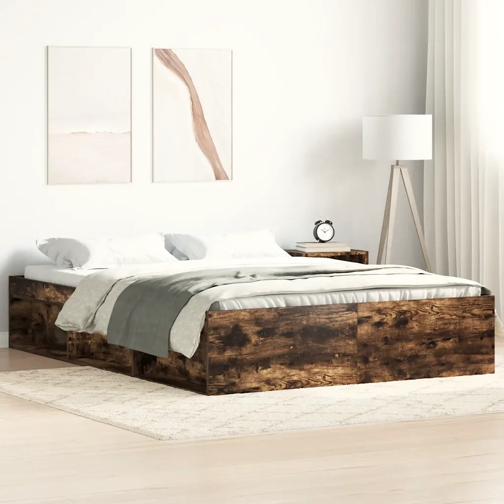 Letto matrimoniale | Letto per adulti | Giroletto Rovere Fumo 140x200 cm - Image 2