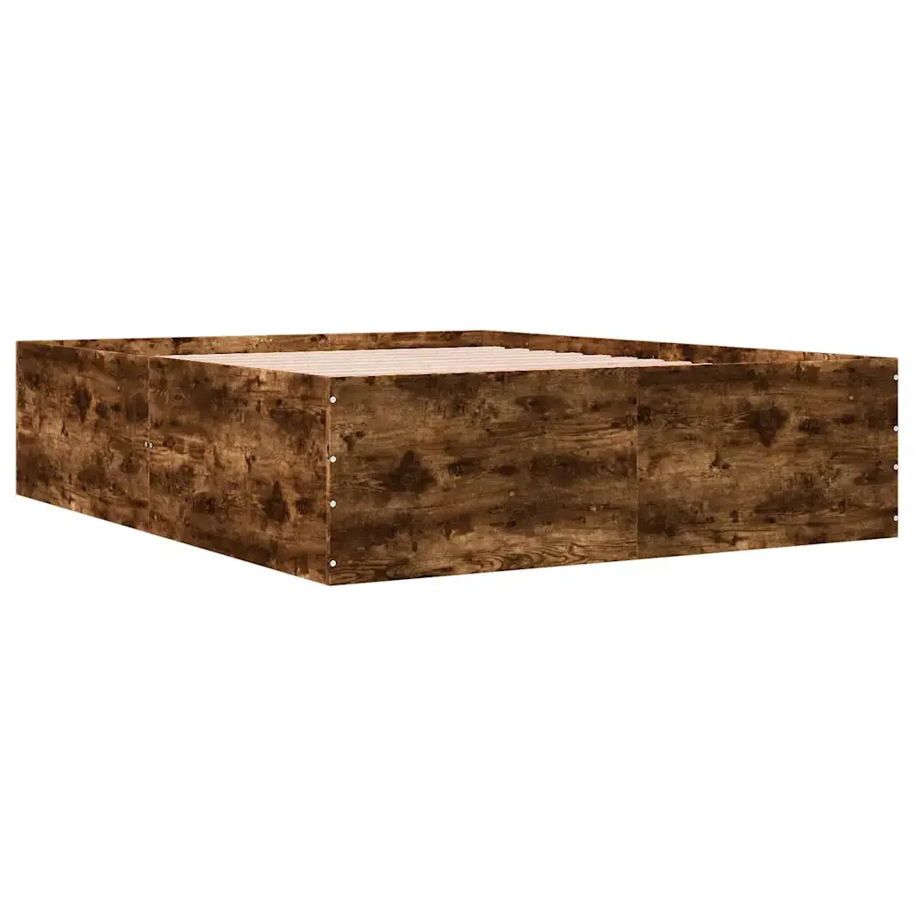 Letto matrimoniale | Letto per adulti | Giroletto Rovere Fumo 150x200 cm in Legno Multistrato - Image 4