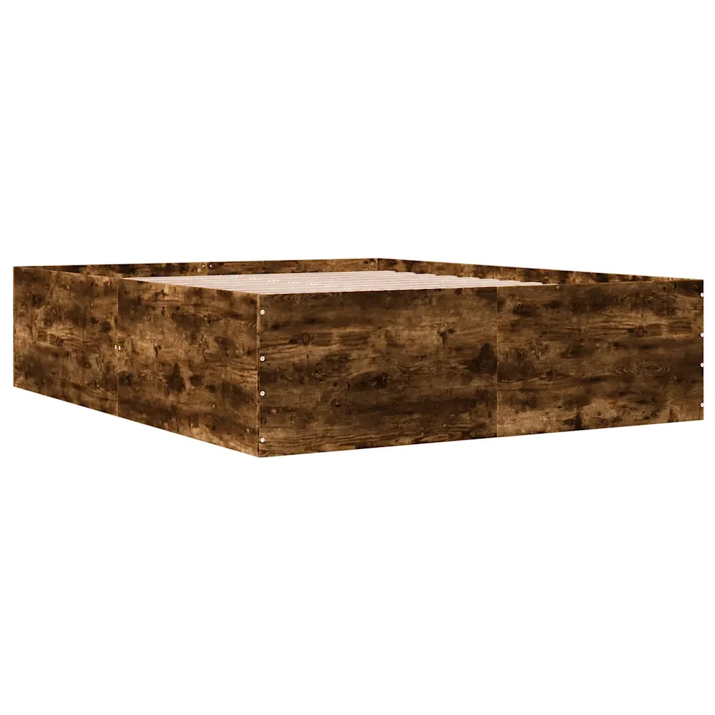 Letto matrimoniale | Letto per adulti | Giroletto Rovere Fumo 150x200 cm in Legno Multistrato - Image 6