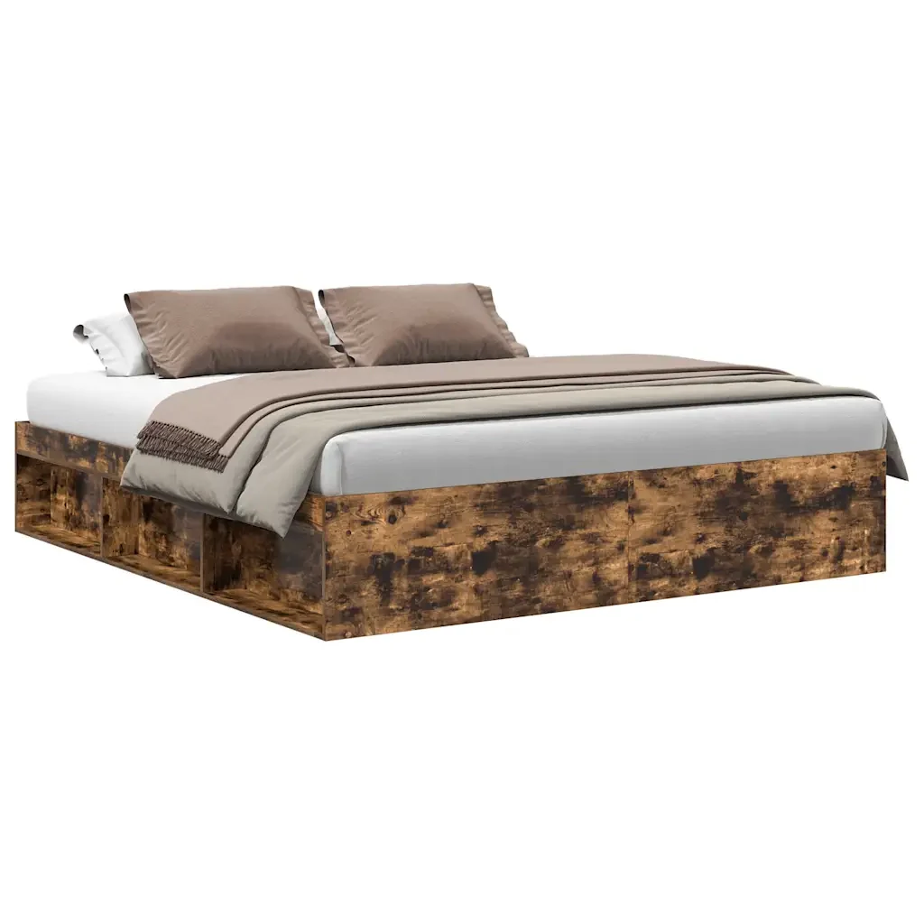 Letto matrimoniale | Letto per adulti | Giroletto Rovere Fumo 200x200 cm