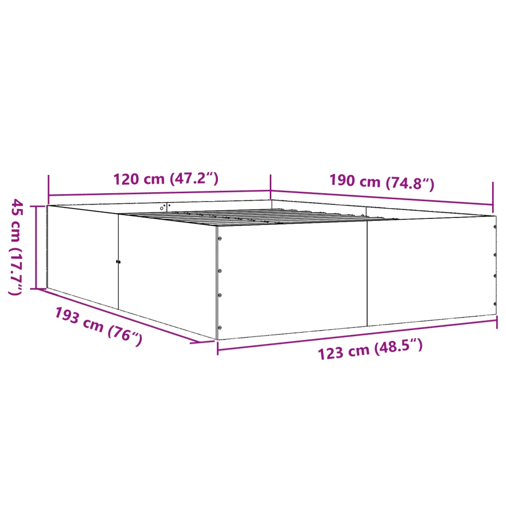 Letto matrimoniale | Letto per adulti | Giroletto Rovere Marrone 120x190 cm in Legno Multistrato - Image 10
