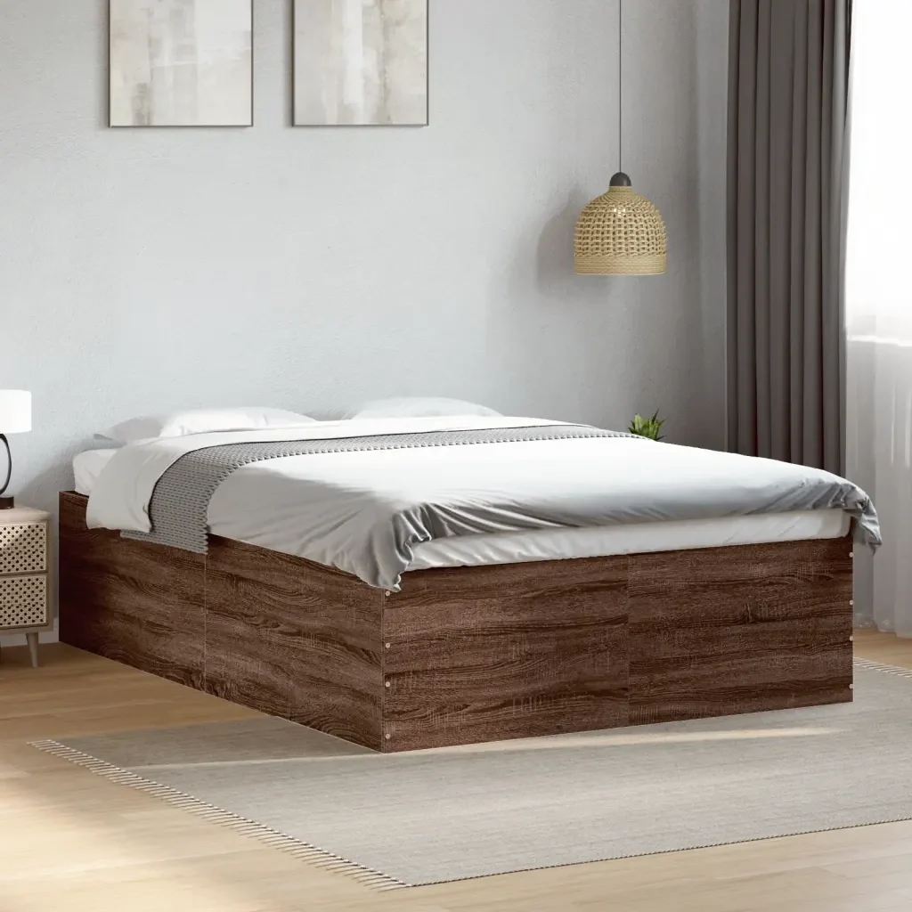 Letto matrimoniale | Letto per adulti | Giroletto Rovere Marrone 120x190 cm in Legno Multistrato - Image 2