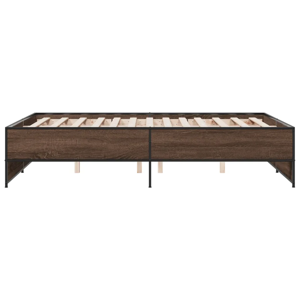 Letto matrimoniale | Letto per adulti | Giroletto Rovere Marrone 120x190cm in Legno Multistrato Metallo - Image 5