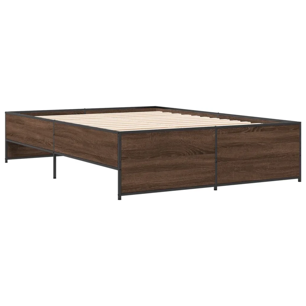 Letto matrimoniale | Letto per adulti | Giroletto Rovere Marrone 120x190cm in Legno Multistrato Metallo - Image 6