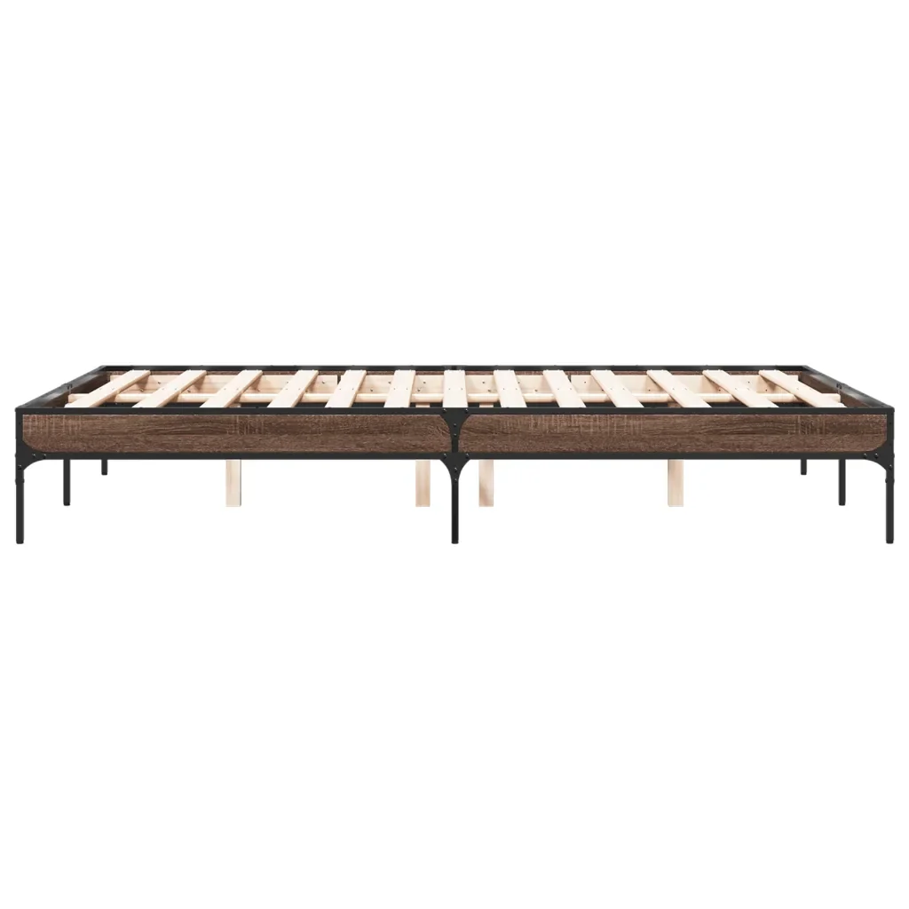 Letto matrimoniale | Letto per adulti | Giroletto Rovere Marrone 120x200cm in Legno Multistrato Metallo - Image 5