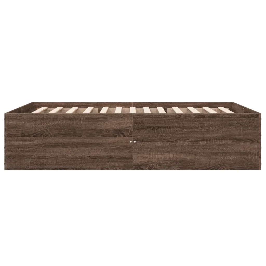 Letto matrimoniale | Letto per adulti | Giroletto Rovere Marrone 135x190 cm in Legno Multistrato - Image 5