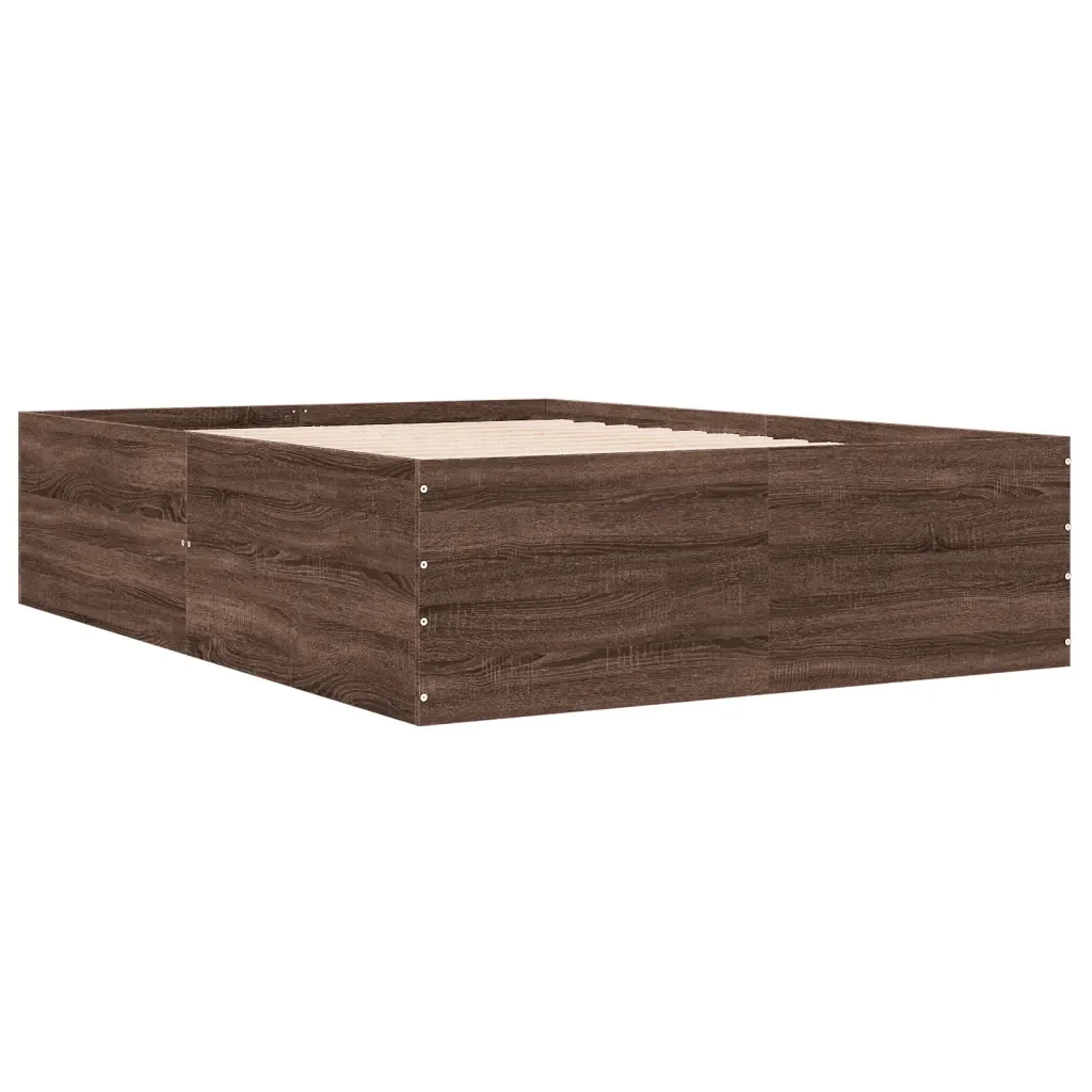 Letto matrimoniale | Letto per adulti | Giroletto Rovere Marrone 135x190 cm in Legno Multistrato - Image 6