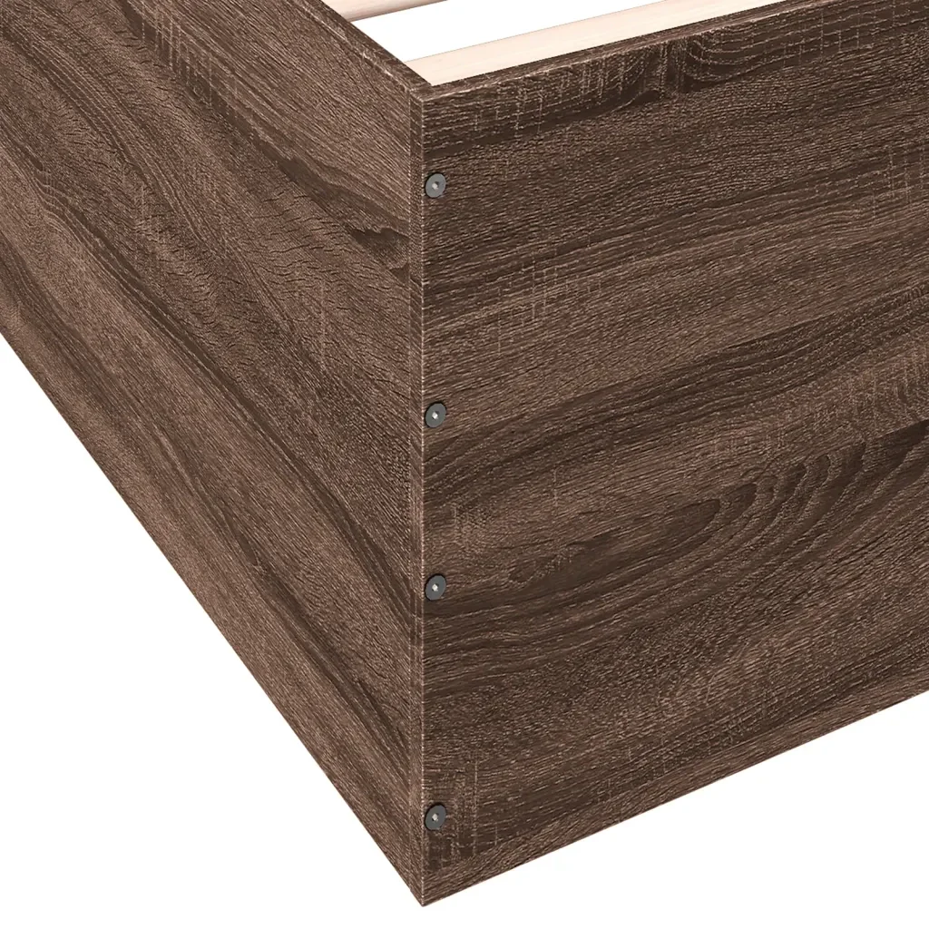 Letto matrimoniale | Letto per adulti | Giroletto Rovere Marrone 135x190 cm in Legno Multistrato - Image 8