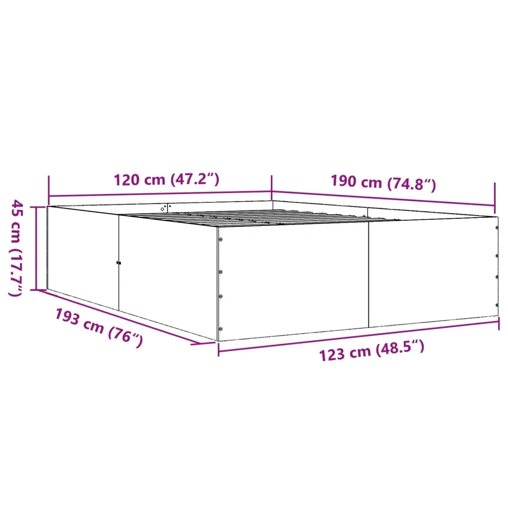 Letto matrimoniale | Letto per adulti | Giroletto Rovere Sonoma 120x190 cm in Legno Multistrato - Image 10