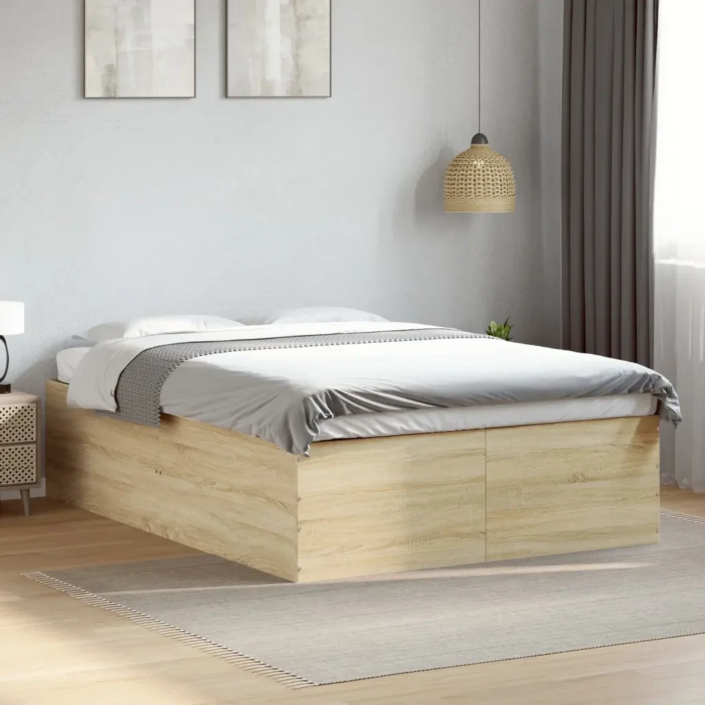Letto matrimoniale | Letto per adulti | Giroletto Rovere Sonoma 120x190 cm in Legno Multistrato - Image 2