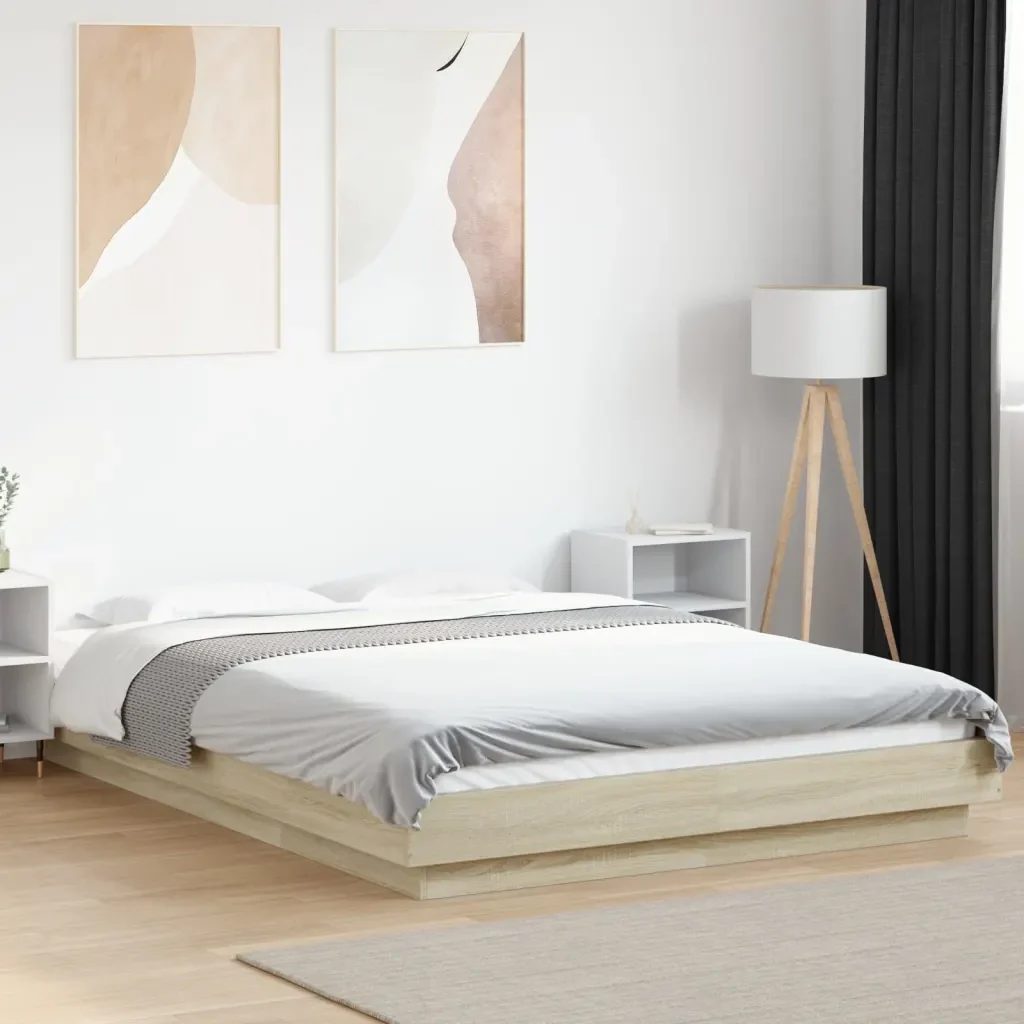 Letto matrimoniale | Letto per adulti | Giroletto Rovere Sonoma 120x190 cm in Legno Multistrato - Image 2
