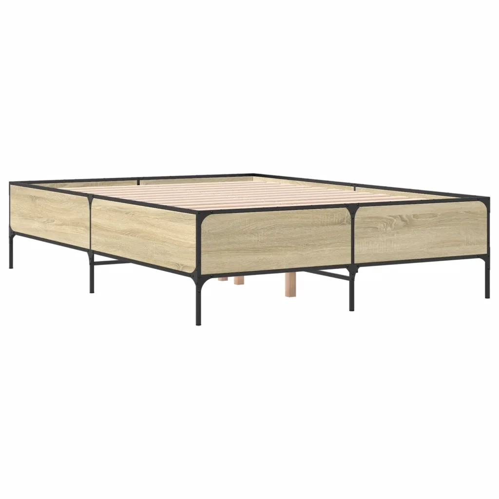 Letto matrimoniale | Letto per adulti | Giroletto Rovere Sonoma 120x190 cm in Legno Multistrato Metallo - Image 4