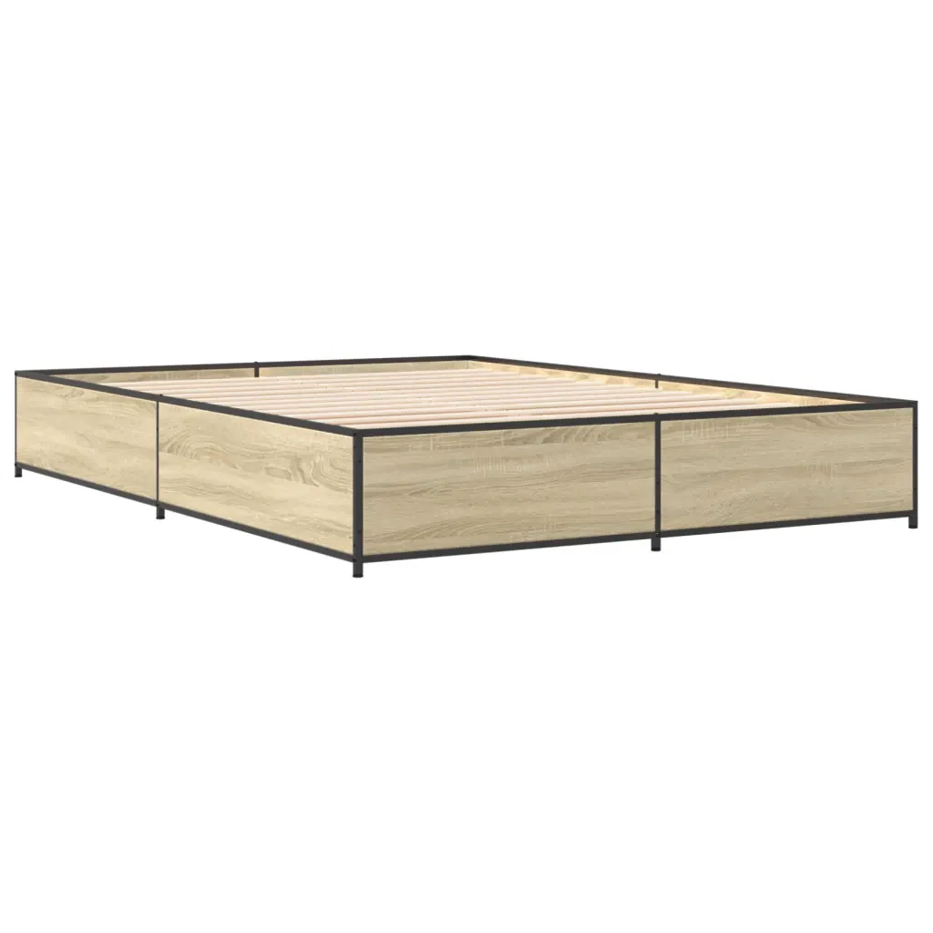Letto matrimoniale | Letto per adulti | Giroletto Rovere Sonoma 120x190 cm in Legno Multistrato Metallo - Image 6