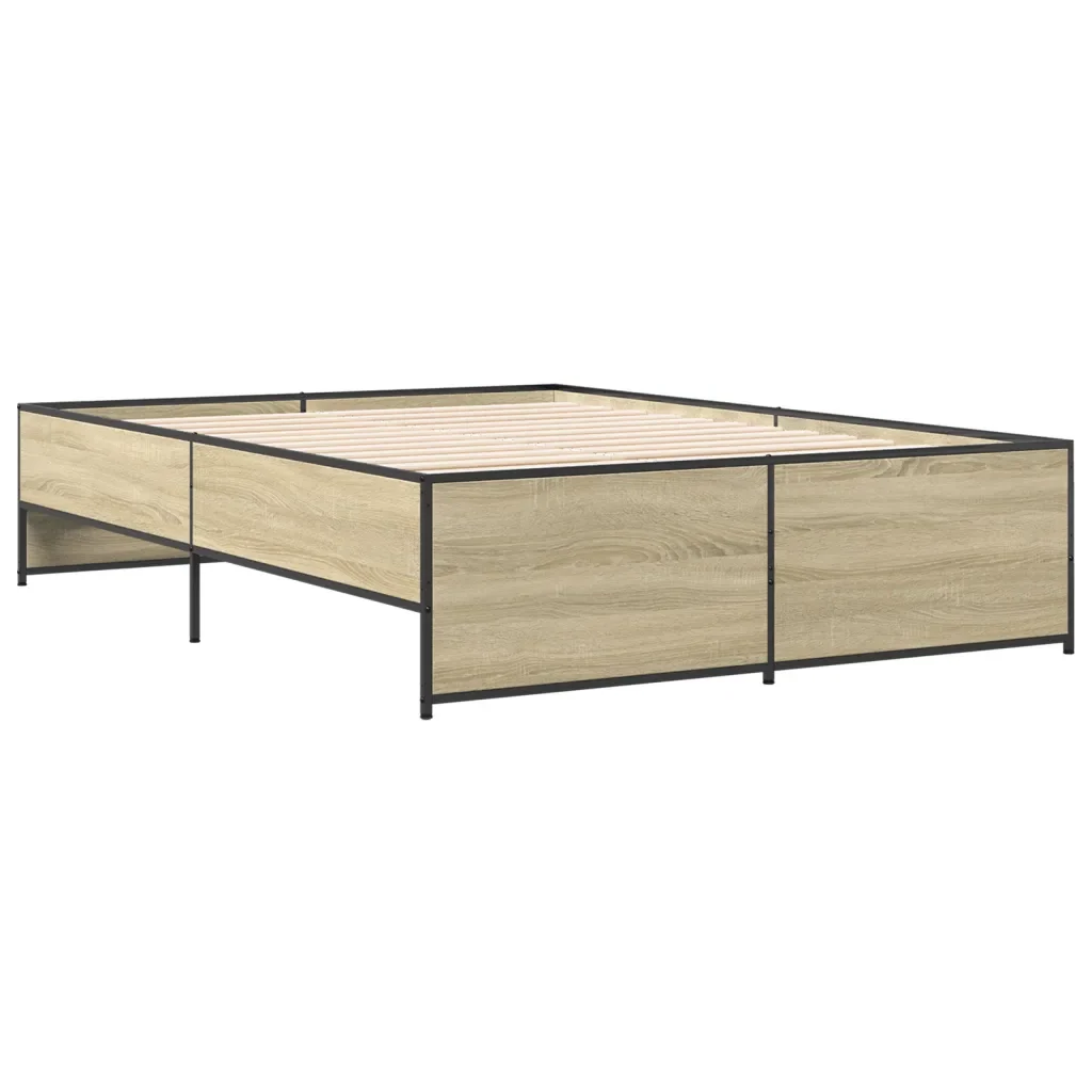 Letto matrimoniale | Letto per adulti | Giroletto Rovere Sonoma 120x190 cm in Legno Multistrato Metallo - Image 6