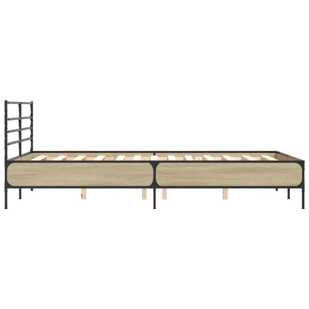 Letto matrimoniale | Letto per adulti | Giroletto Rovere Sonoma 120x190 cm in Legno Multistrato Metallo - Image 5