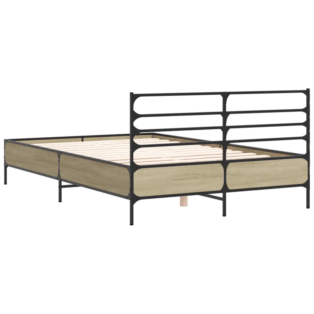 Letto matrimoniale | Letto per adulti | Giroletto Rovere Sonoma 120x190 cm in Legno Multistrato Metallo - Image 6