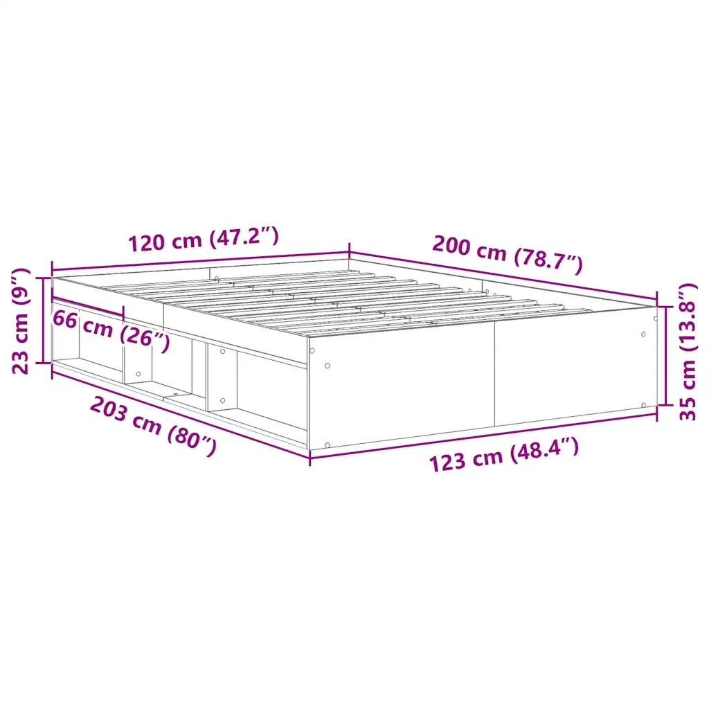 Letto matrimoniale | Letto per adulti | Giroletto Rovere Sonoma 120x200 cm - Image 10