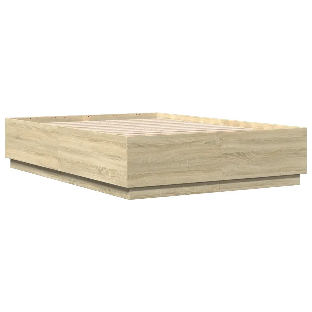 Letto matrimoniale | Letto per adulti | Giroletto Rovere Sonoma 120x200 cm in Legno Multistrato - Image 6