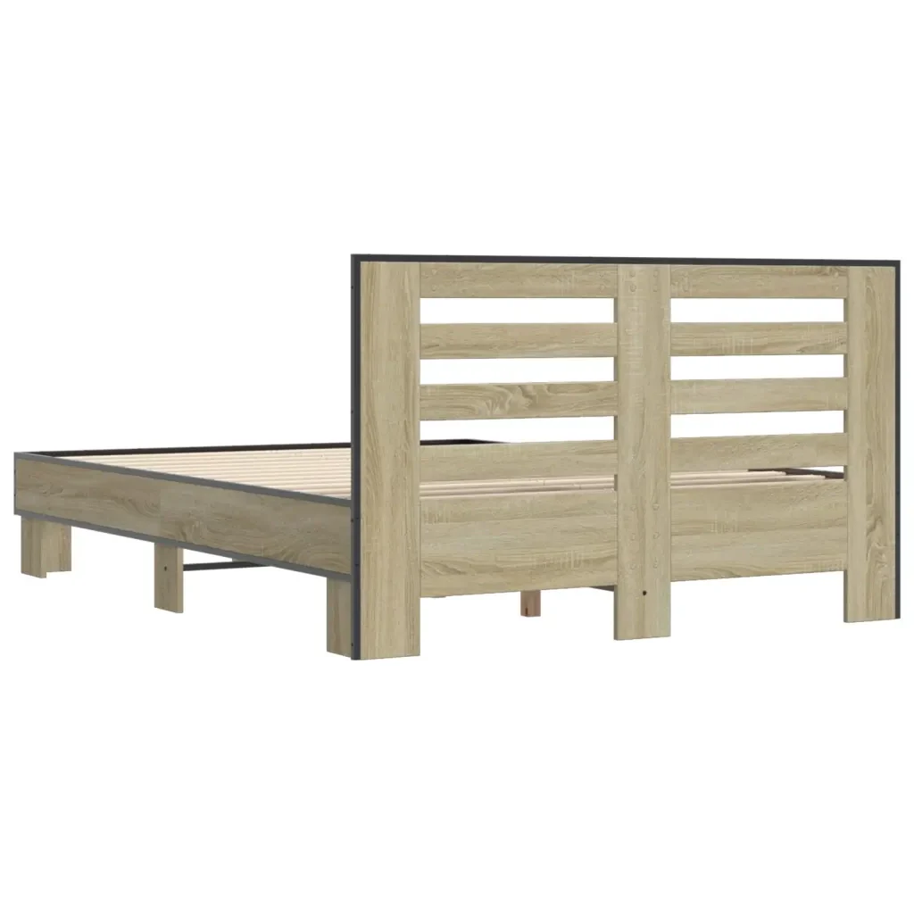 Letto matrimoniale | Letto per adulti | Giroletto Rovere Sonoma 120x200 cm in Legno Multistrato Metallo - Image 6