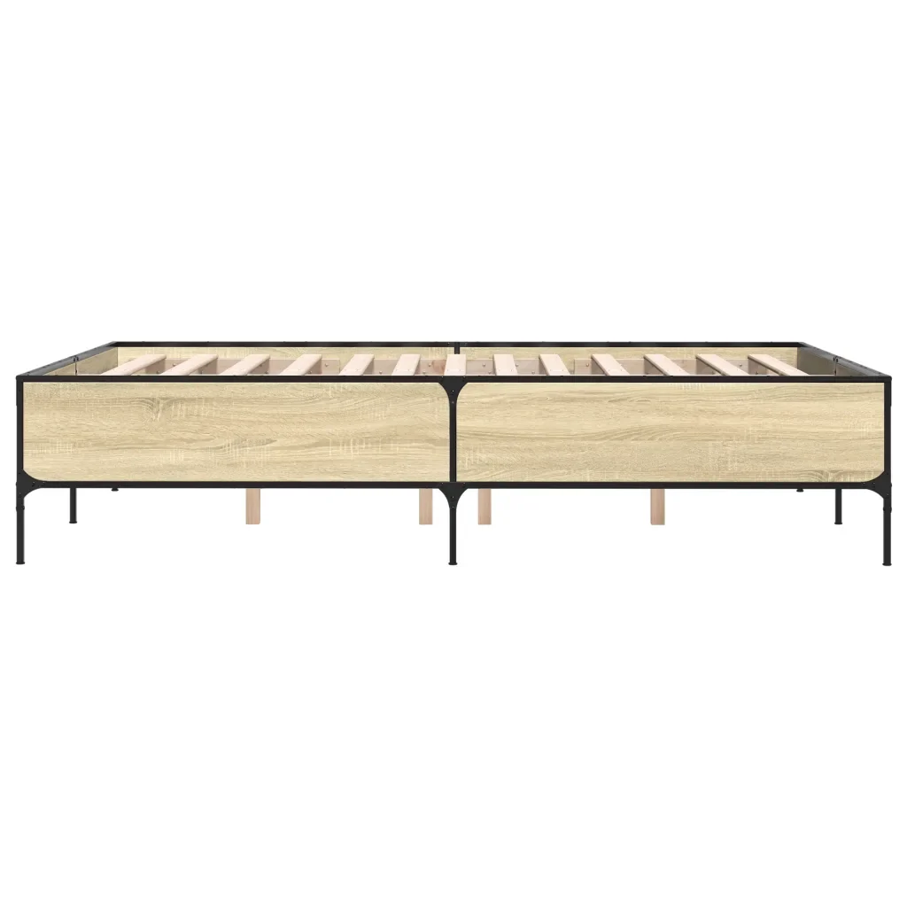 Letto matrimoniale | Letto per adulti | Giroletto Rovere Sonoma 120x200 cm in Legno Multistrato Metallo - Image 5