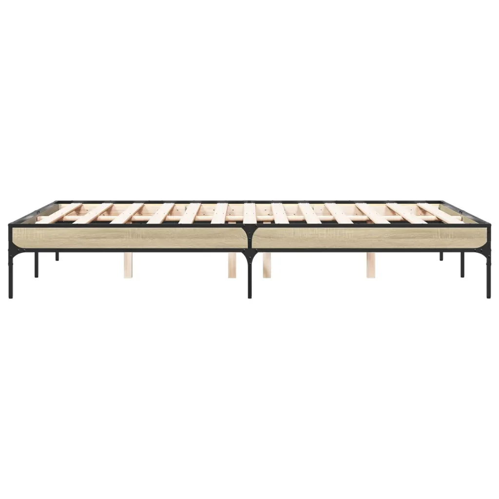 Letto matrimoniale | Letto per adulti | Giroletto Rovere Sonoma 120x200 cm in Legno Multistrato Metallo - Image 5